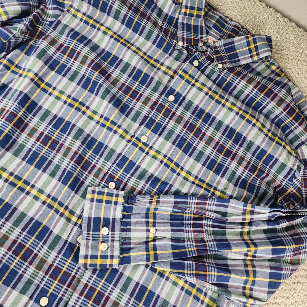 Brooks Brothers Plaid Shirt XXL Madison Fit Cotton Long Sleeve Multi Color Polo